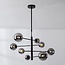 8-flammige Deckenlampe Oito - Schwarz und Rauchglas