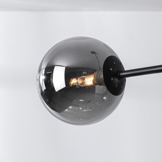 Deckenleuchte Oito schwarz mit Rauchglas, 8-flammig