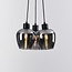 Design schwarze Pendelleuchte Ventura mit Rauchglas, 3-flammig
