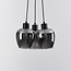 Design schwarze Pendelleuchte Ventura mit Rauchglas, 3-flammig