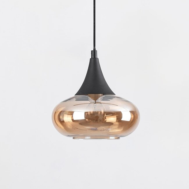 Pendelleuchte für 1-Phasen-Schiene Nill mit breitem Amberglas