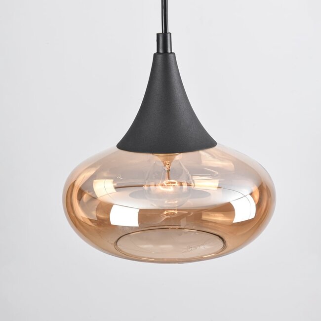 1-Phasen-Pendelleuchte Nill mit amber Glas - breites Glas
