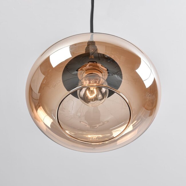 1-Phasen-Pendelleuchte Nill mit amber Glas - breites Glas