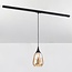 Pendelleuchte für 1-Phasen-Schiene Noi mit tropfenförmigem Amberglas