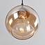Pendelleuchte für 1-Phasen-Schiene Nya mit rundem Amberglas und dunkler Holzoptik