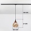 Pendelleuchte für 1-Phasen-Schiene Nya mit rundem Amberglas und dunkler Holzoptik