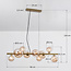 Goldfarbene Design-Pendelleuchte mit amber Glas, 9-flammig - Ennea