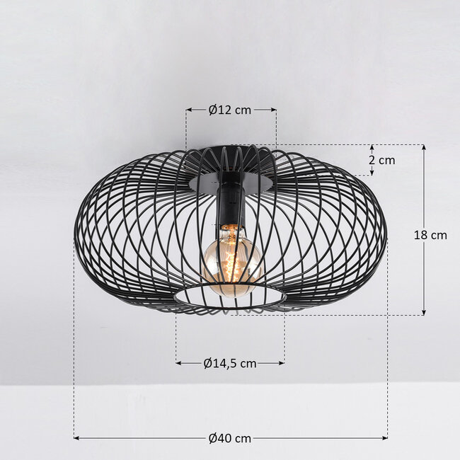Deckenleuchte aus schwarzem Metall, 1-flammig - Metal
