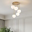 5-flammige Deckenlampe Carat - Gold und Milchglas