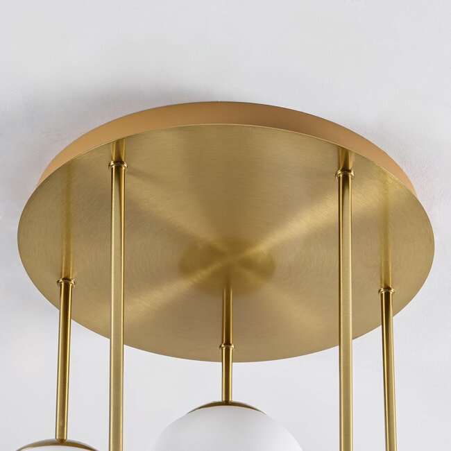 5-flammige Deckenlampe Carat - Gold und Milchglas