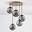 5-flammige Deckenlampe Carat - Gold und Rauchglas