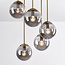 5-flammige Deckenlampe Carat - Gold und Rauchglas