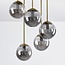 5-flammige Deckenlampe Carat - Gold und Rauchglas
