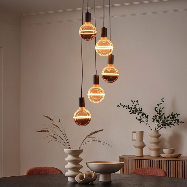 4W Glühlampe E27, 1800K, amber Glas mit horizontalem Ring Ø13 cm - dimmbar