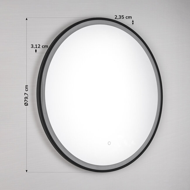Badezimmerspiegel Radi Ø80 cm - Touch dimmbar, farbverstellbar mit Heizung