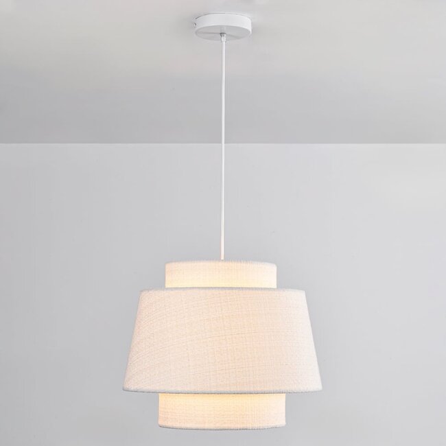 Japandi Pendelleuchte Vilo - weißer Stoff