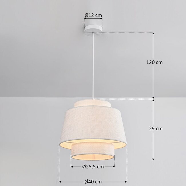 Japandi Pendelleuchte Vilo - weißer Stoff