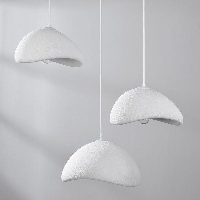 3-Licht Wabi Sabi Pendelleuchte weißer Steineffekt - Sora