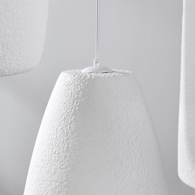 3-Licht moderne Wabi Sabi Pendelleuchte mit Steineffekt weiß - Kage