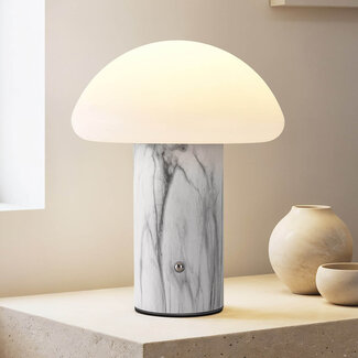 Aufladbare Pilz-Tischlampe Vesta mit Touch-Dimmer und integrierter LED