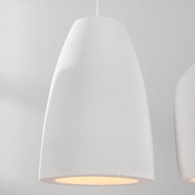 Moderne Wabi Sabi Pendelleuchte mit Steineffekt weiß, 3-Licht - Iki