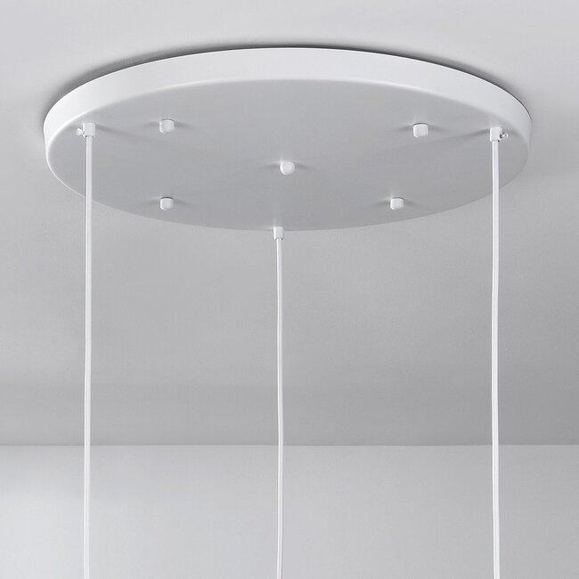 3-flammige Wabi Sabi Pendelleuchte Ishi mit weißem Steinmotiv - 3 x 40 cm