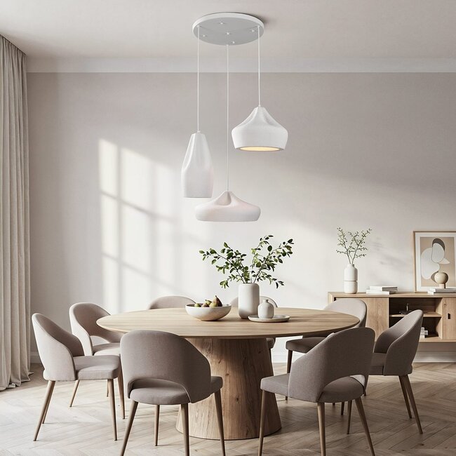3-Licht-Pendelleuchte weiß im Wabi Sabi Stil - Mizu