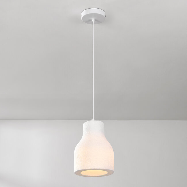 Minimalistische Hängeleuchte Haru Ø18 cm im Wabi Sabi Stil - weißes Steinmotiv