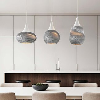 Moderne Pendelleuchte aus Karton Folia, 3-flammig - weiß