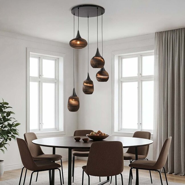 5-Licht Design-Hängeleuchte aus Karton - Filtra