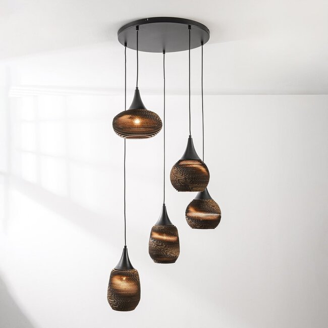 5-Licht Design-Hängeleuchte aus Karton - Filtra
