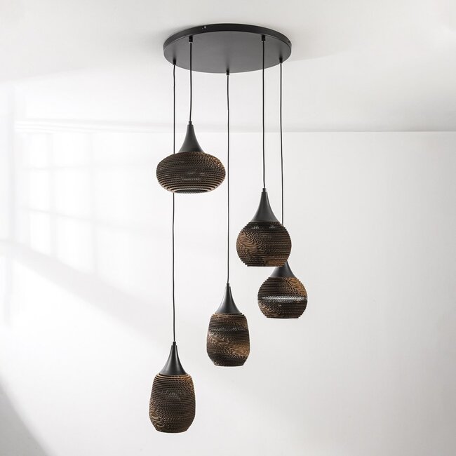 5-Licht Design-Hängeleuchte aus Karton - Filtra