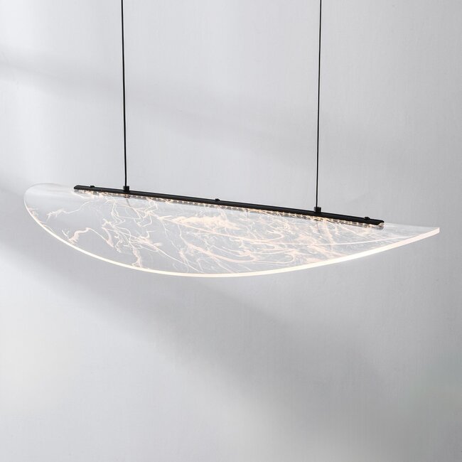 3-stufig dimmbare Designer-Pendelleuchte Flectra mit Marmormuster - schwarz