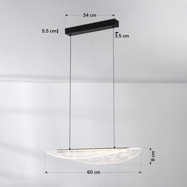 3-stufig dimmbare Designer-Pendelleuchte Flectra mit Marmormuster - schwarz