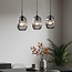 Moderne Pendelleuchte Melora mit geripptem Rauchglas, 3-flammig