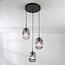Design-Pendelleuchte Isara mit geripptem Rauchglas, 3-flammig