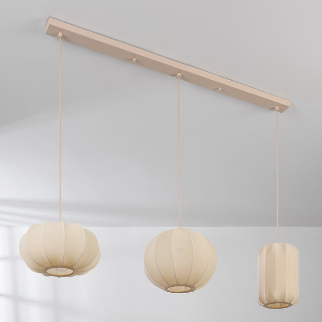 Japandi Pendelleuchte Serica 3-Licht - beige