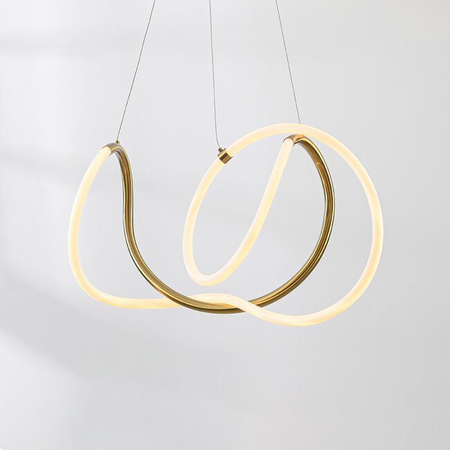 Designer-Pendelleuchte Lunara mit integrierten 3-stufig dimmbaren LEDs - gold