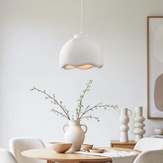 Wabi Sabi Hängelampe Iro mit Steineffekt Ø35 cm - Weiß
