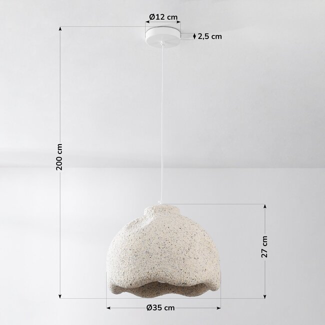 Wabi Sabi Hängelampe Iro mit Steineffekt Ø35 cm - Terrazzobeige