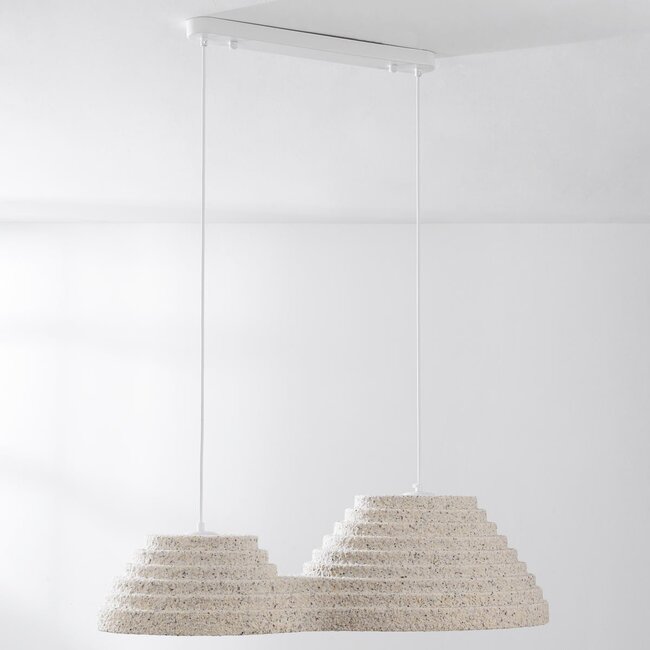Wabi Sabi Pendelleuchte Jumo mit 2 Lichtpunkten - terrazzo beige