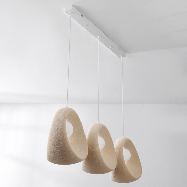 Zeitgenössische Wabi Sabi-Pendelleuchte Akao mit 3 Lichtpunkten inkl. Leuchtmittel