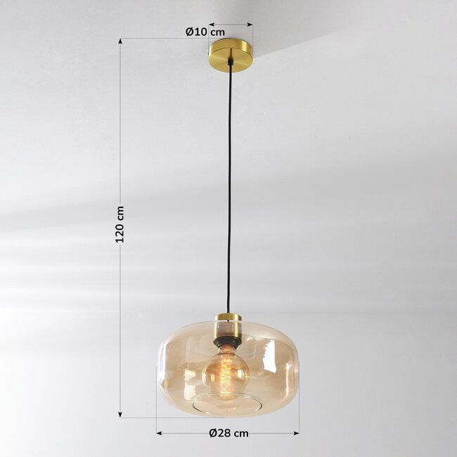 Hängelampe Shade - Gold und Amberglas