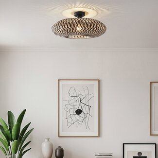 Boho-Chic Deckenleuchte Marui aus handgeflochtenem Bambus