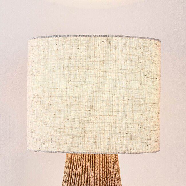 Tischlampe im Boho-Chic mit Leinenschirm - Ranpu