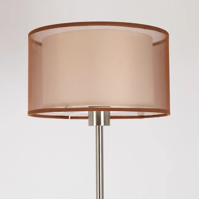 Stehlampe Catalina in satiniertem Nickel mit Stoffschirm