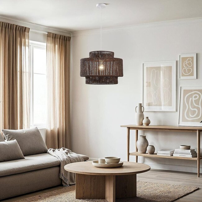 Japandi Pendelleuchte Sumi in Dunkelbraun