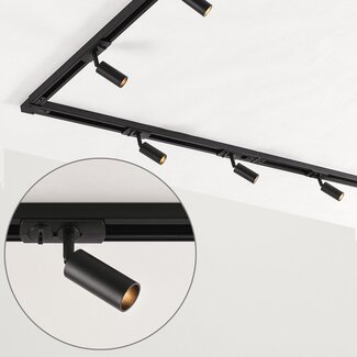 1-Phasen-Schienensystem Set 3 Meter mit Rayn Strahlern, Schwarz
