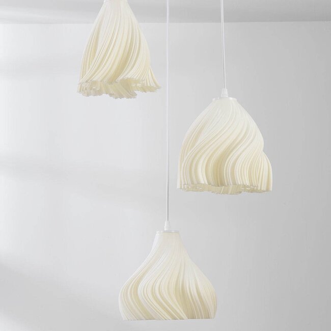 3-flammige Hängelampe Inswa 3D-gedruckt - welliges Design