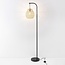 Bogenlampe Lys Japandi mit natürlichem Schirm - schwarz